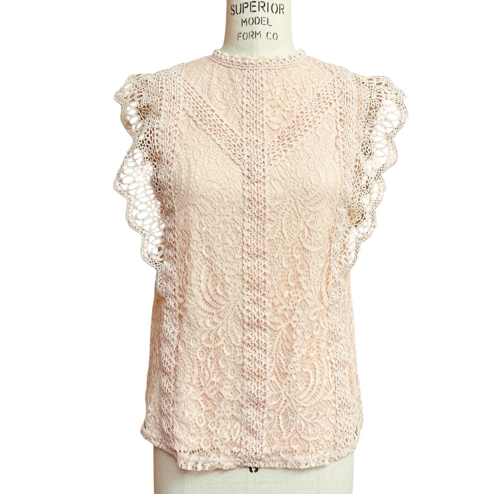 Cable & Gauge Sleeves Lace Top Fairy Coquette Size S Cottagecore Preppy Y2K